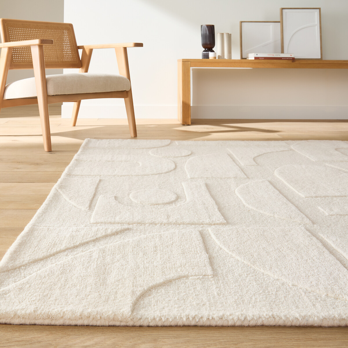 Melko 100% Wool Graphic Print Rug ecru , LA REDOUTE INTERIEURS