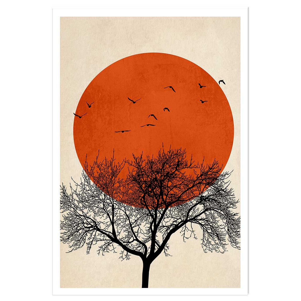 Affiche ""soleil rouge graphique"" affiche seule, HEXOA