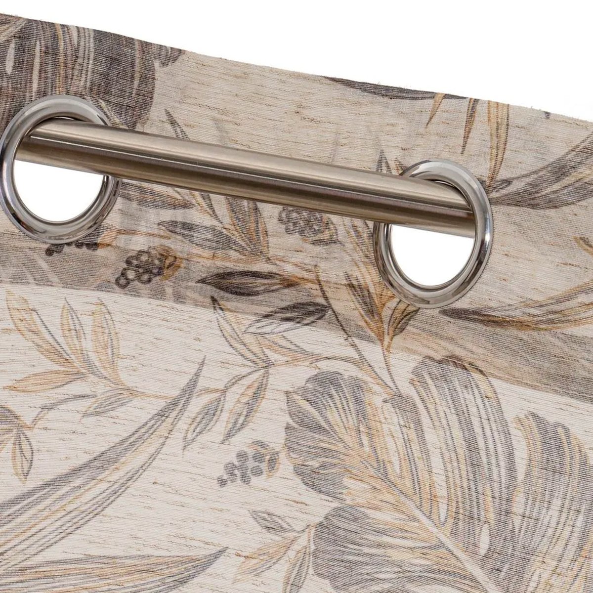 Rideau voilage à oeillets feuillage à l'unité 140x260cm beige, WADIGA