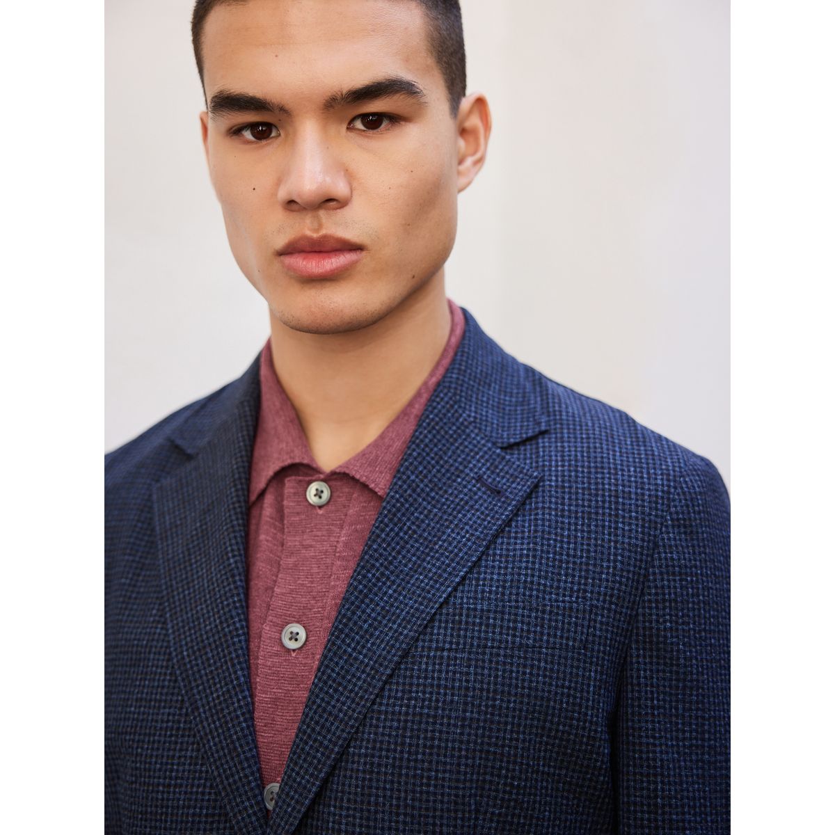 Veste de costume en laine vichy bleu marine, NEXT