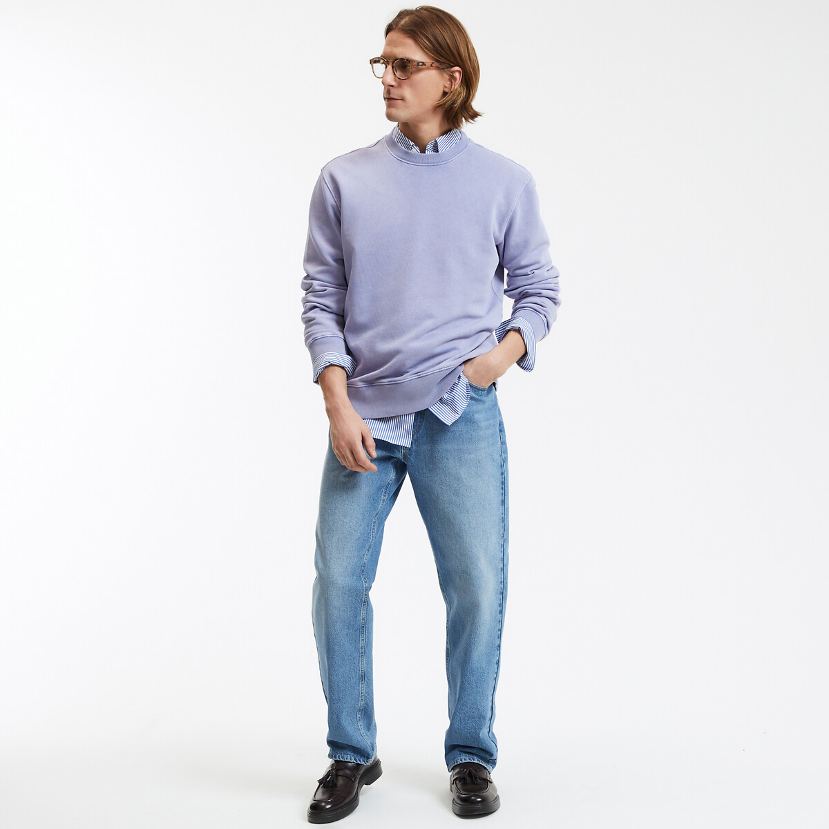Loose Fit Sweatshirt with Crew Neck purple, LA REDOUTE COLLECTIONS
