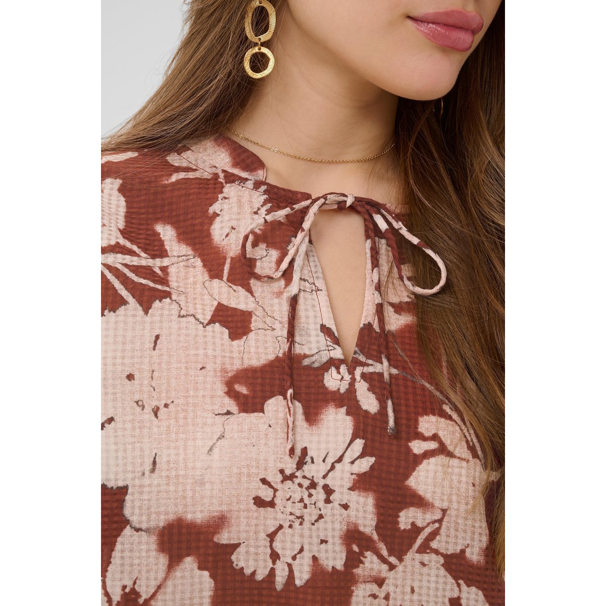 Blouse à manches longues blanc brandy flower, CREAM