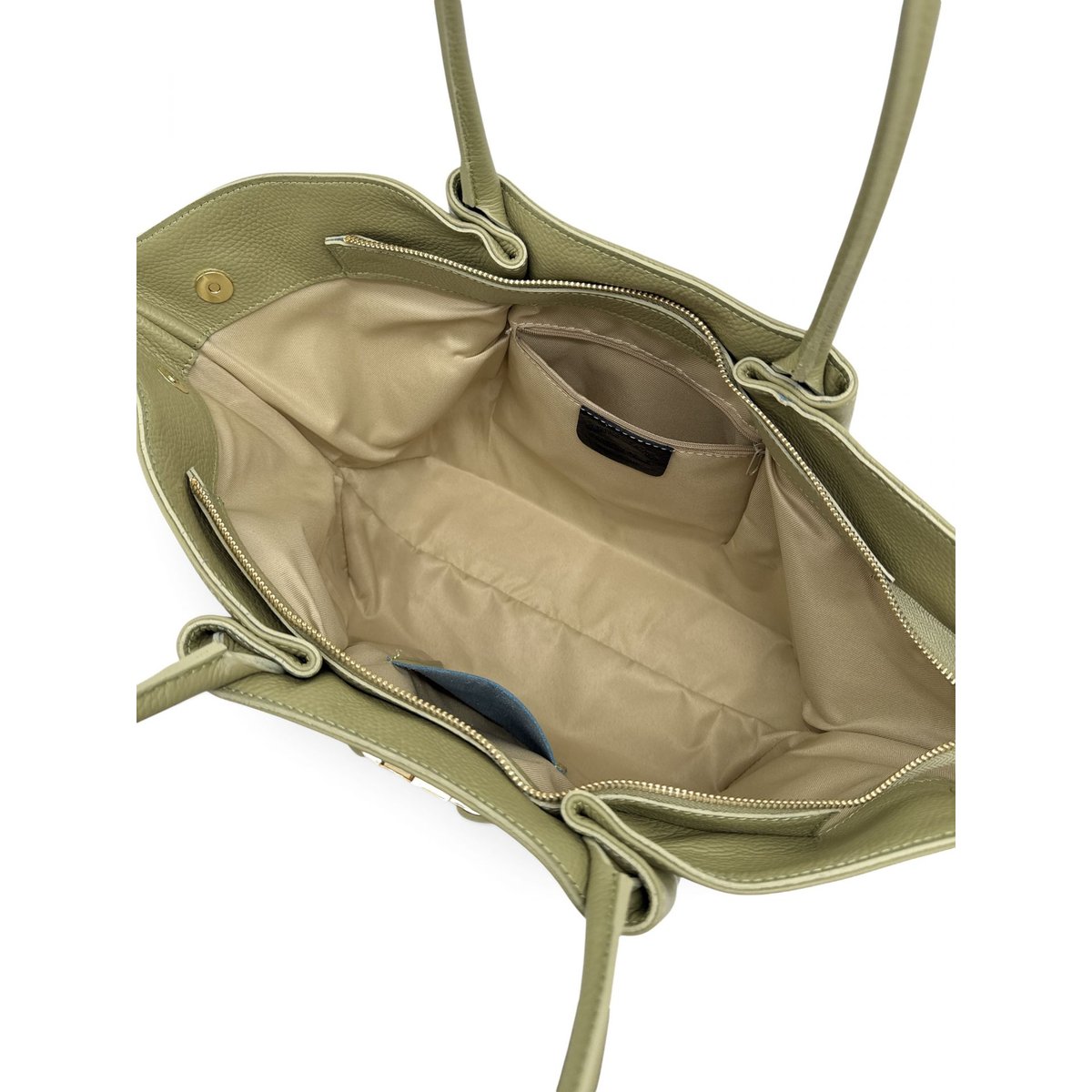 Grand sac cabas en cuir grainé CAMPUS matcha latte, OH MY BAG