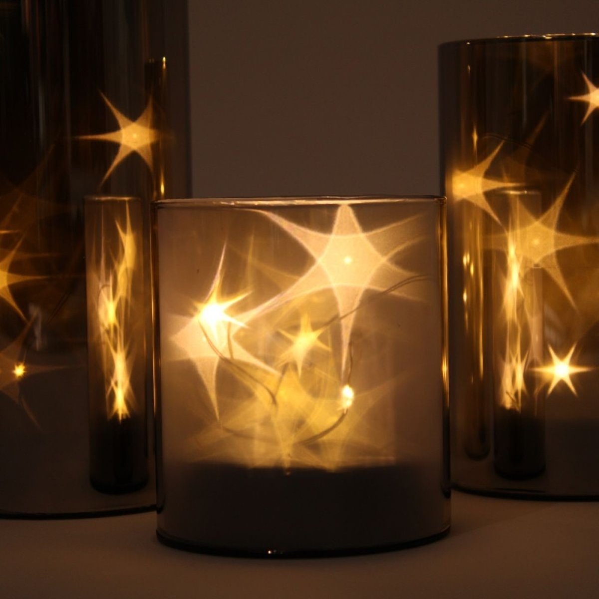 Coffret 3 lampes LED étoiles gris, HASHTAG DECO