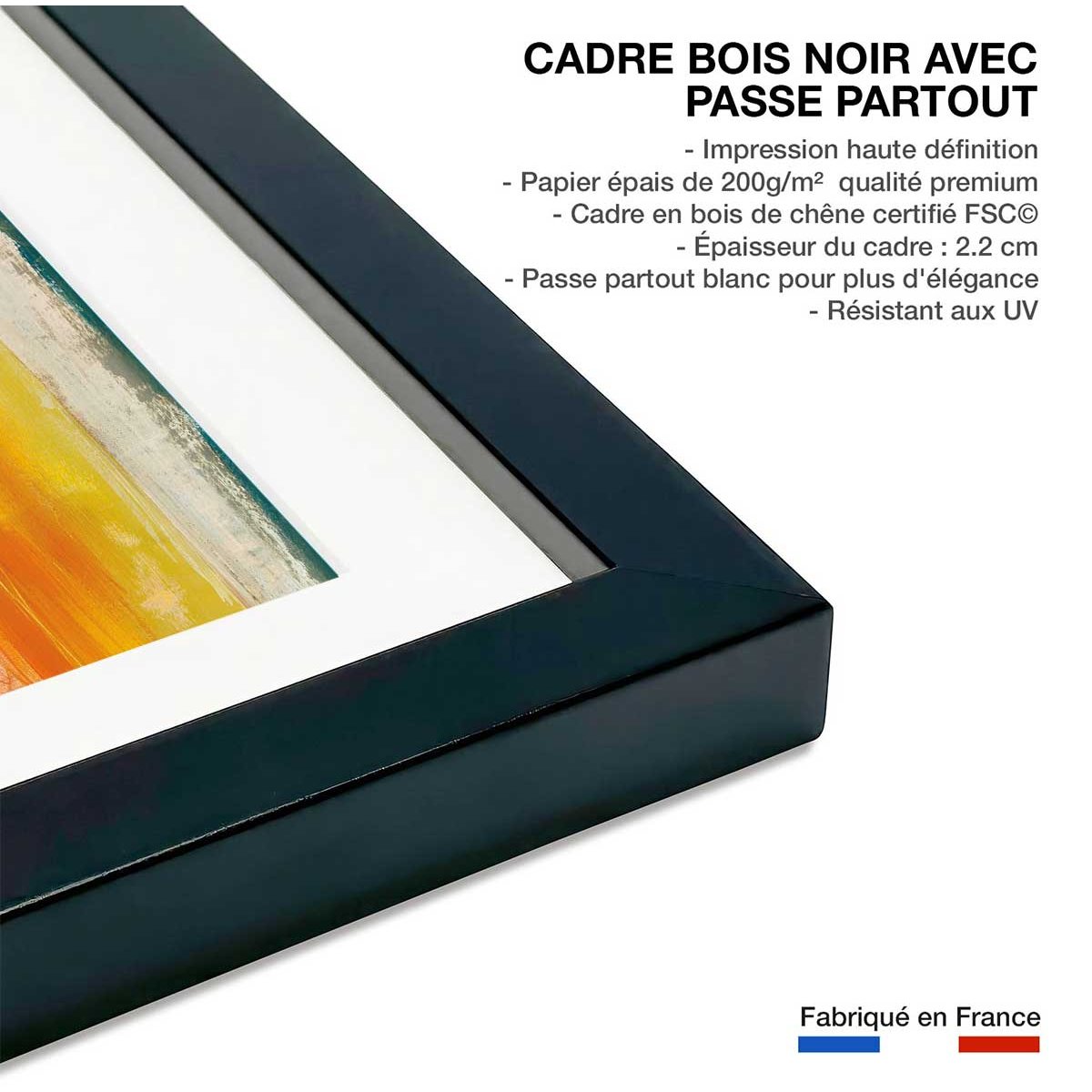 Poster orange seville affiche + cadre en bois - noir, HEXOA