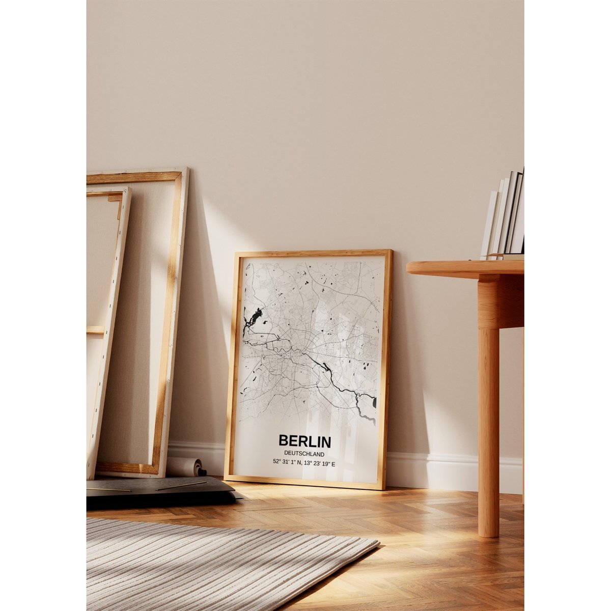 Affiche carte Berlin - rectangle Noir et Blanc blanc, L'AFFICHERIE