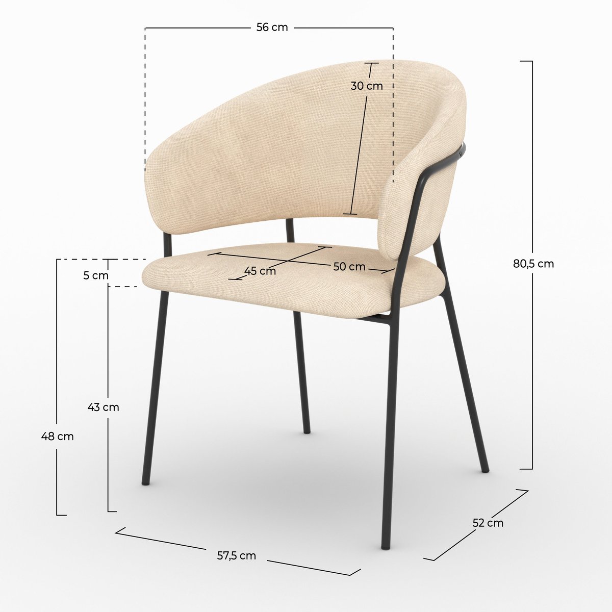 Chaise Amaya - AMAYA beige, MAISON PAVANE