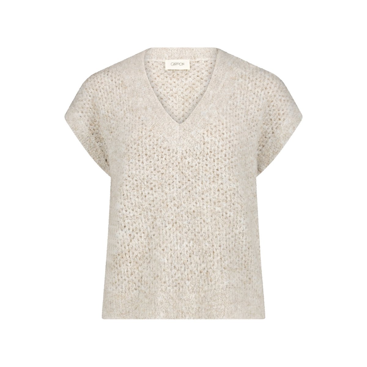 pull sans manches à encolure en v light beige melange, CARTOON