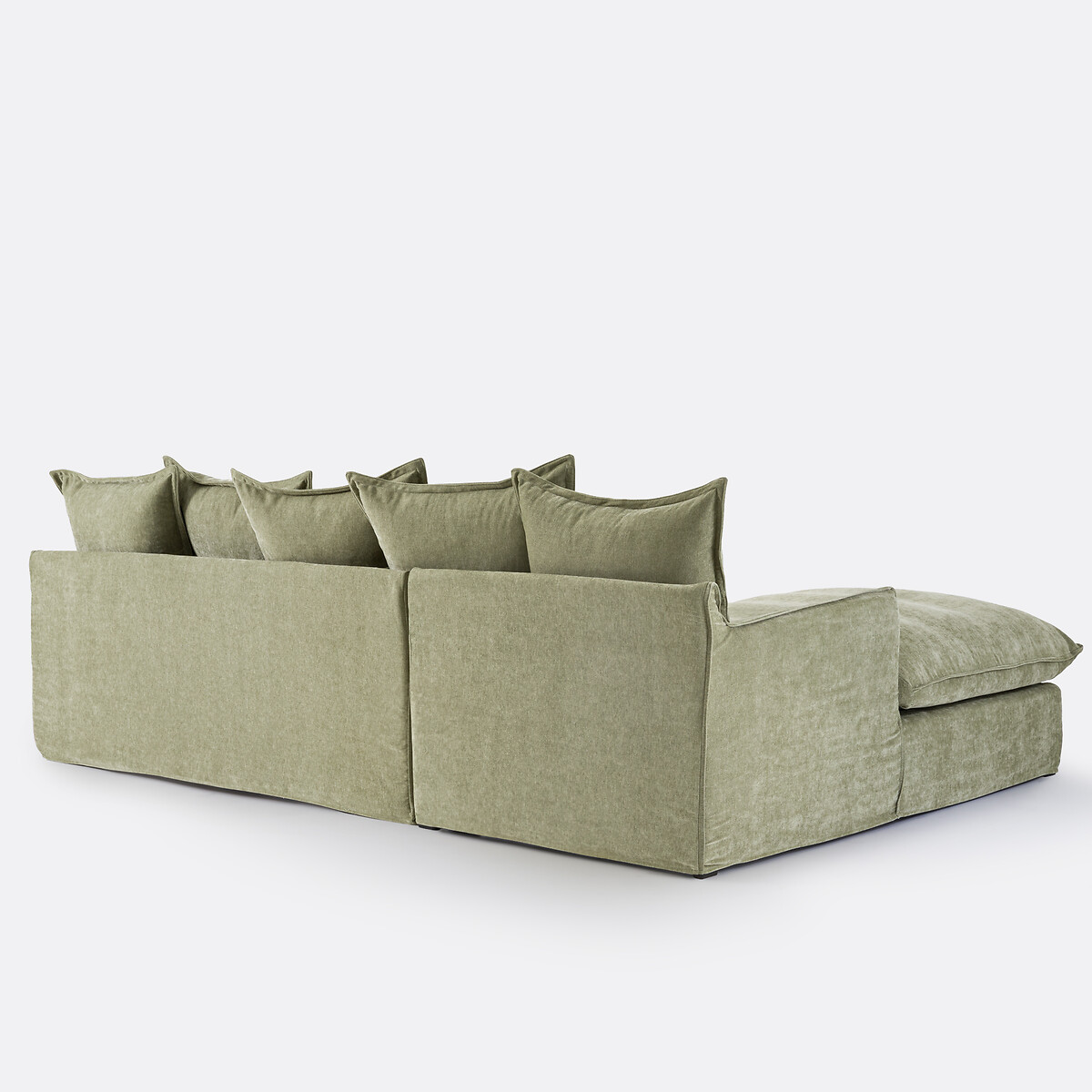 Canapé d'angle gauche convertible matelas 6 cm 4 places polyester chiné, ODNA vert eucalyptus, LA REDOUTE INTERIEURS