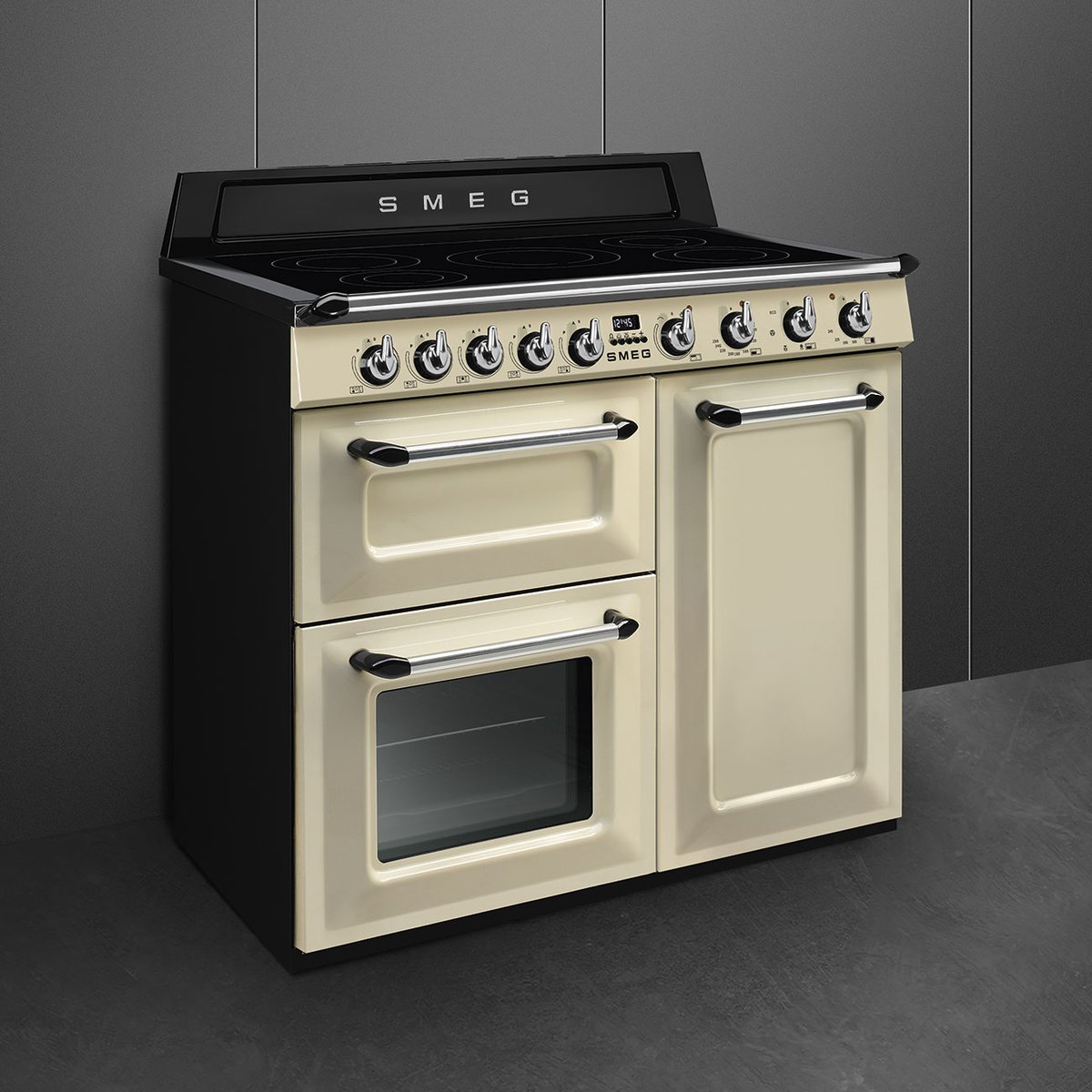 Piano de cuisson induction 5 feux 100 cm TR103I crème brillant, SMEG