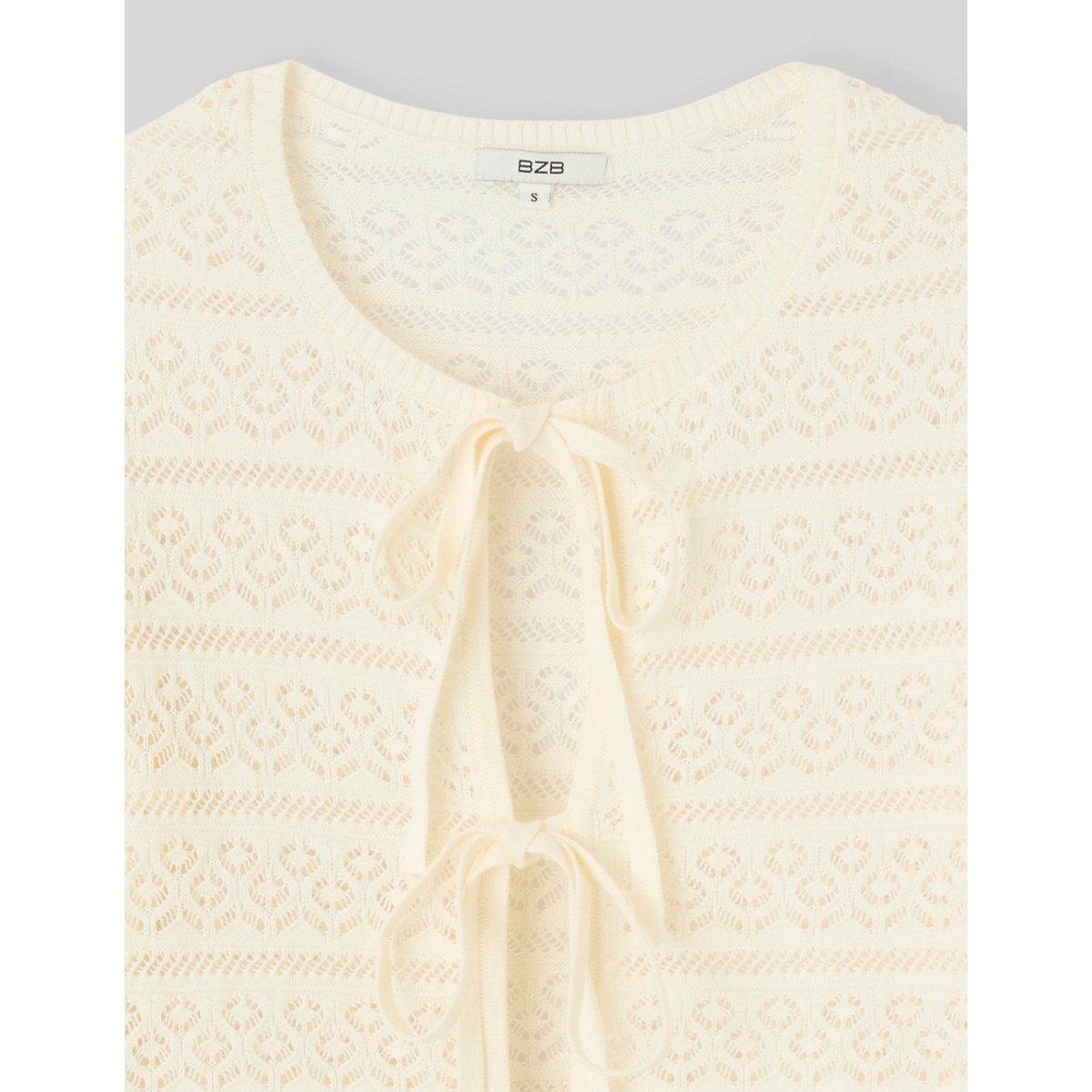 Gilet maille ajourée ecru, BZB