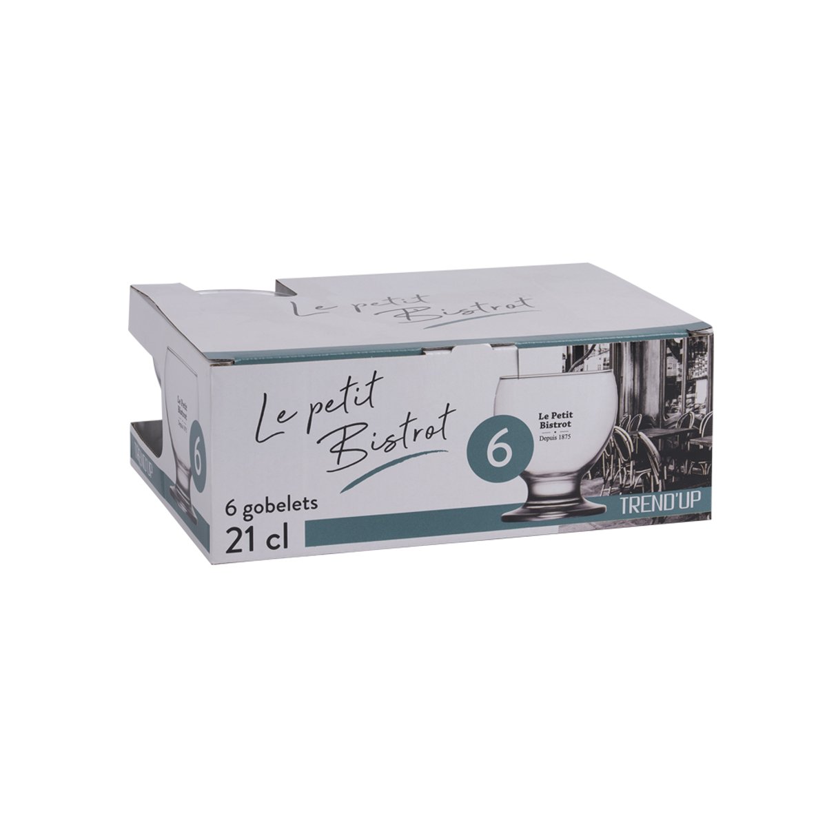 Boîte de 6 gobelets Bistrot 21 cl transparent / cristal, TREND UP