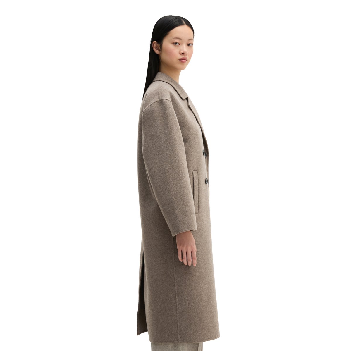 Manteau en laine relaxed en double face mélangée de haute qualité beige, MARC O'POLO