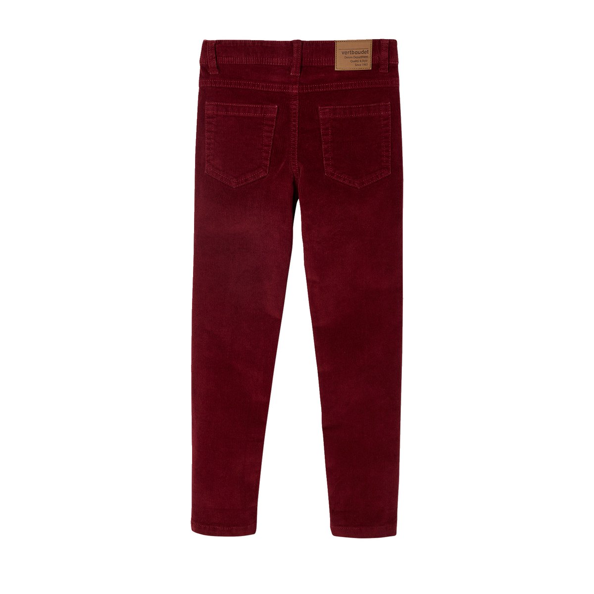 Pantalon slim velours bordeaux, VERTBAUDET