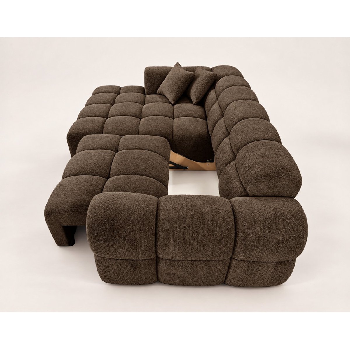 Canapé d'angle gauche 4 places convertible avec, MINI RAY marron, BEST MOBILIER