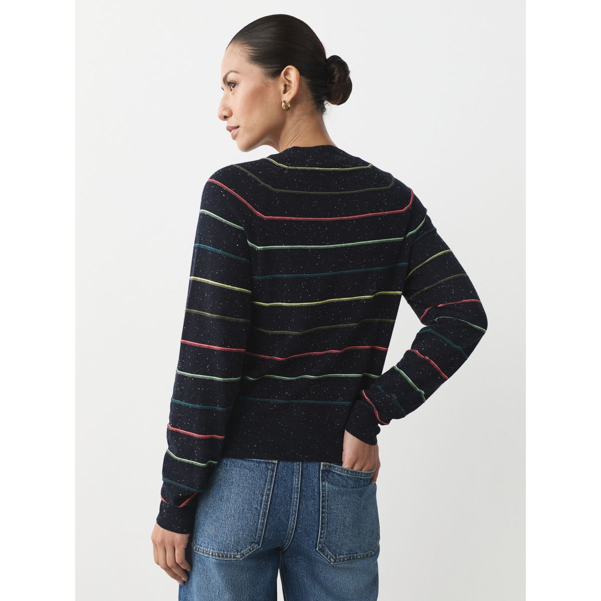 Pull ras du cou doux en coton majoritaire rayure arc-en-ciel, NEXT