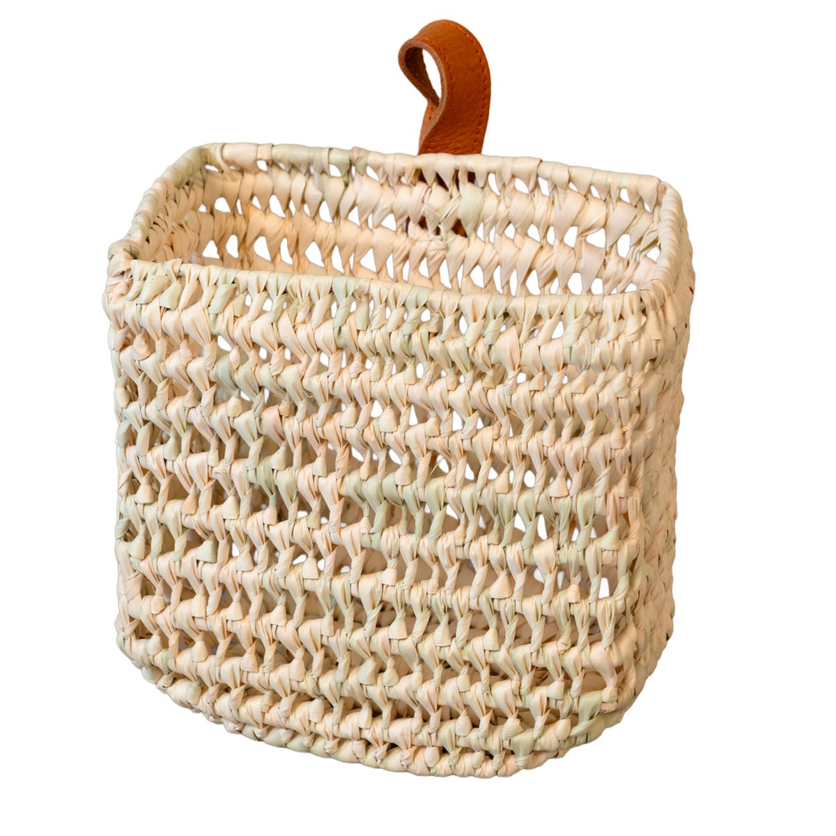 Panier à suspendre demi cercle anse cuir -  LOJI naturel, HOME MAISON