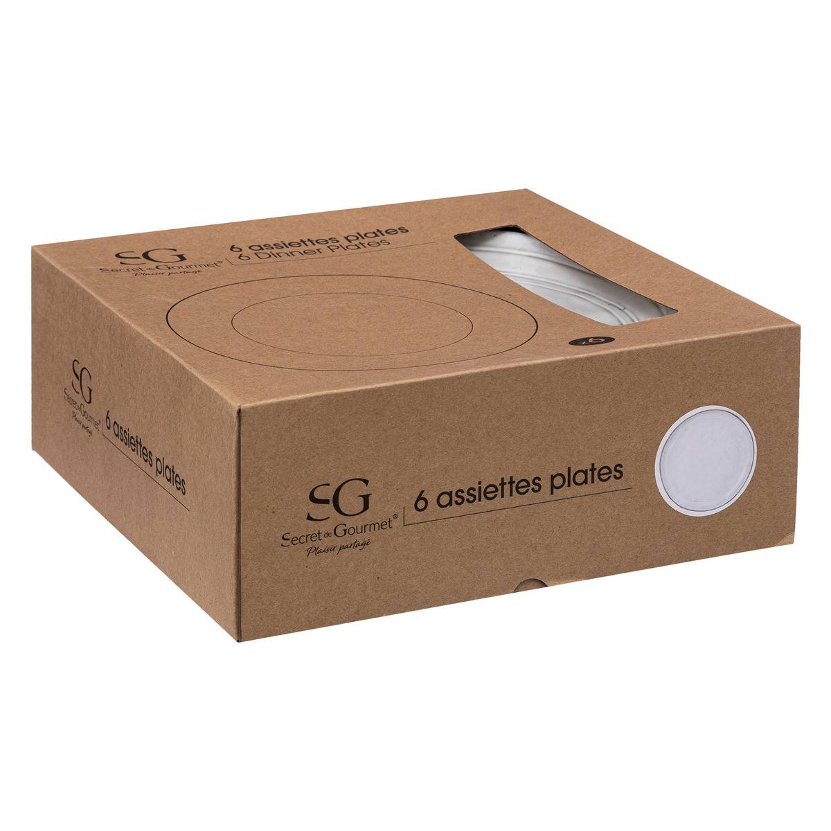Lot de 6 assiettes en céramique FLOWER gris, SECRET DE GOURMET