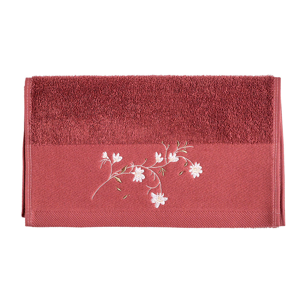 Lot de 3 serviettes invité ELISE terre brulée, SENSEI MAISON