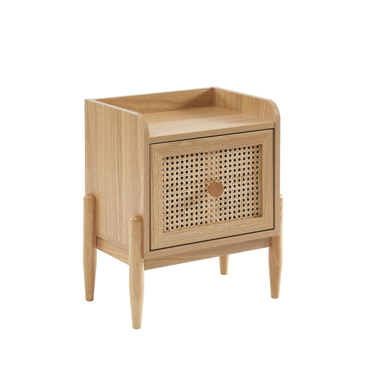 Table de chevet enfant 1 tiroir en bois et cannage- LILOU bois clair, DRAWER