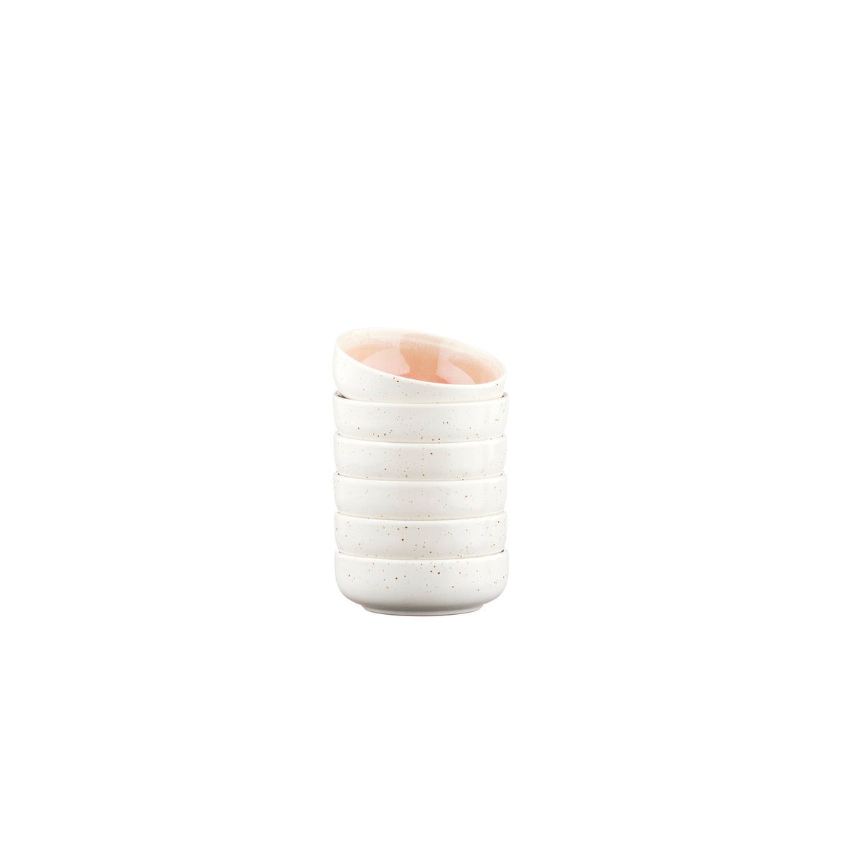 Lot de 6 petits bols en grès, OXYGEN dégradé rose poudre et beige, BJORN