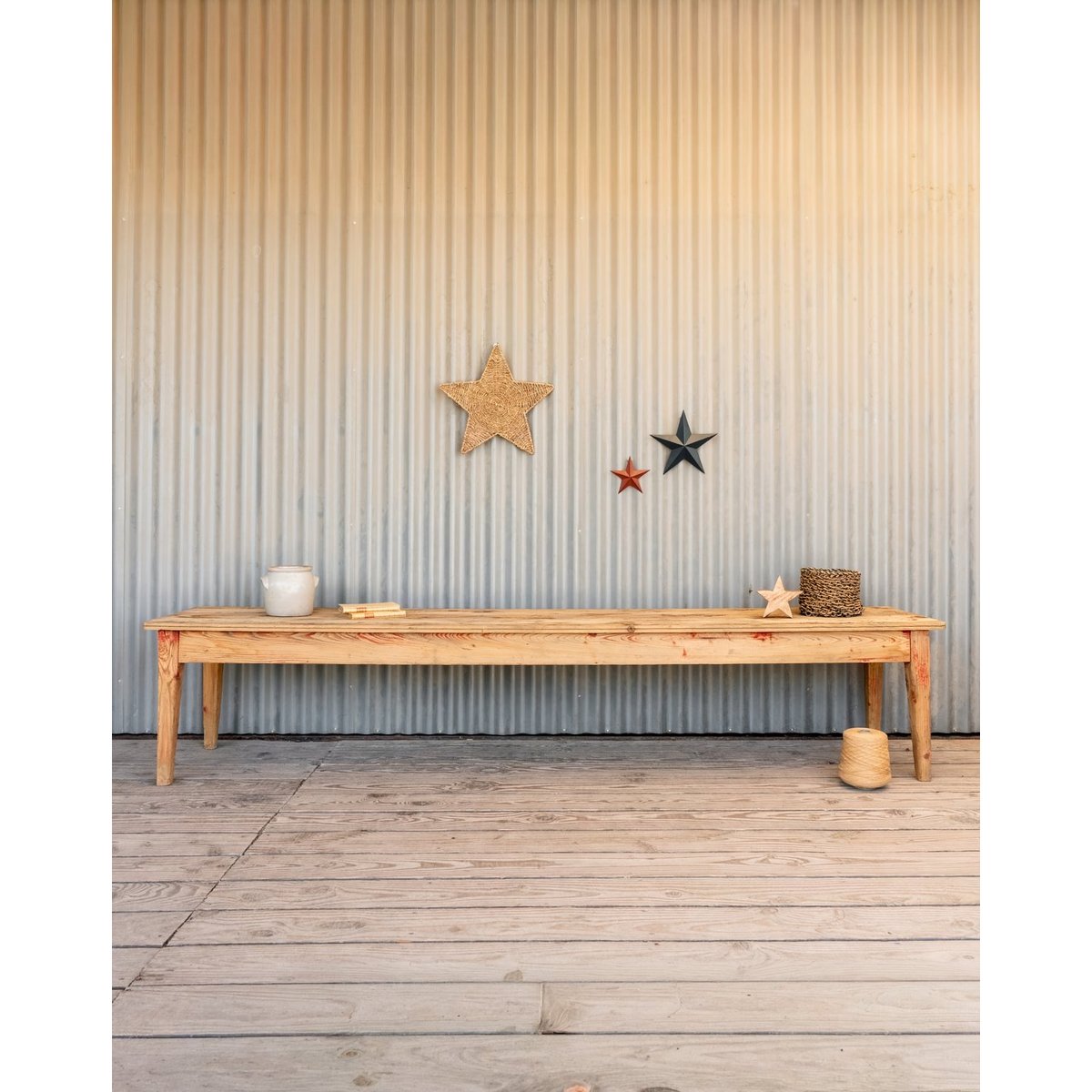 Grand banc en bois Antoine N°471 - Bon état bois clair, DEBONGOUT