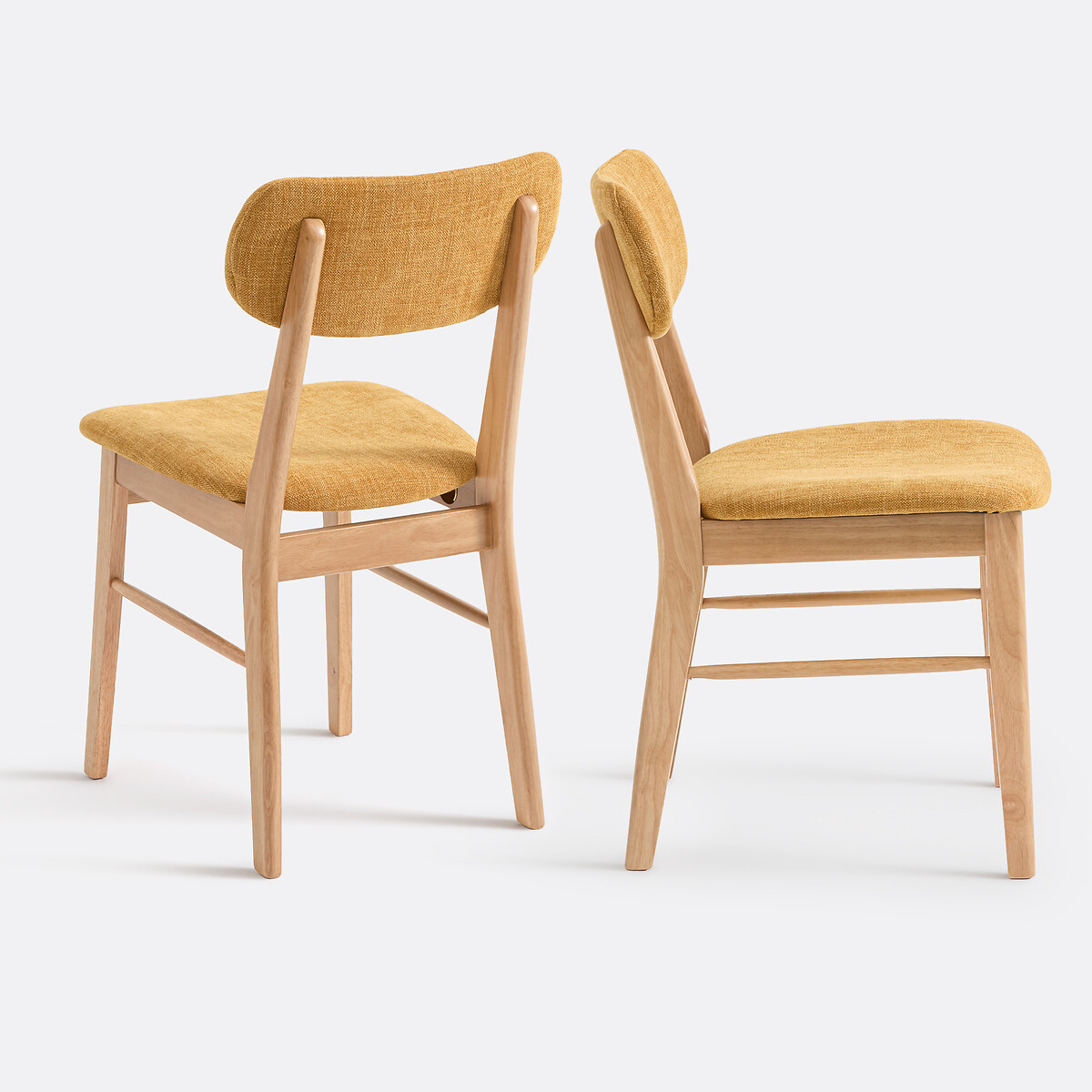 Lot de 2 chaises vintage, tissu texturé, SELYN jaune, LA REDOUTE INTERIEURS