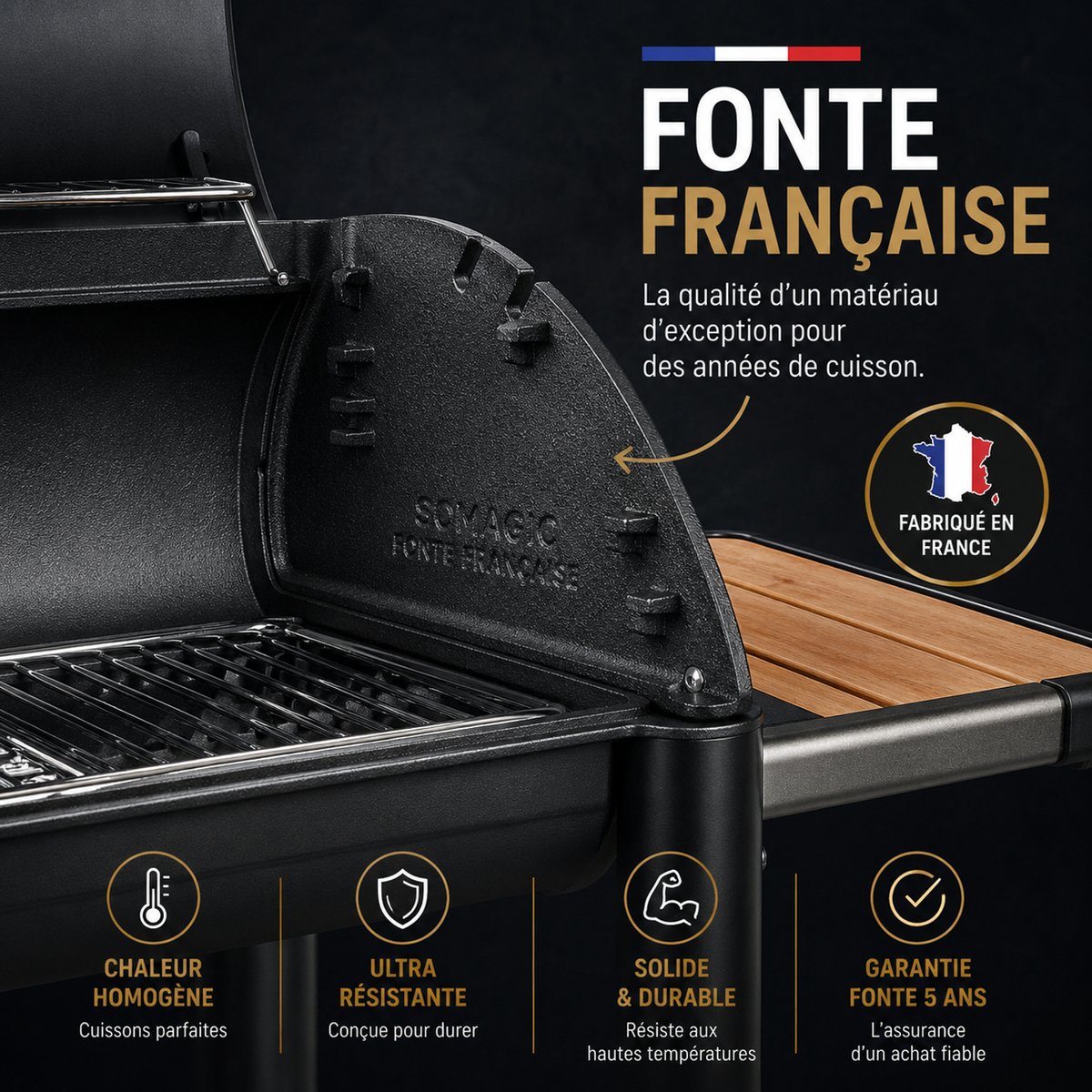 Barbecue au charbon de bois, Vulcano 3000, VULCANO 3000 noir, noir, noir, SOMAGIC