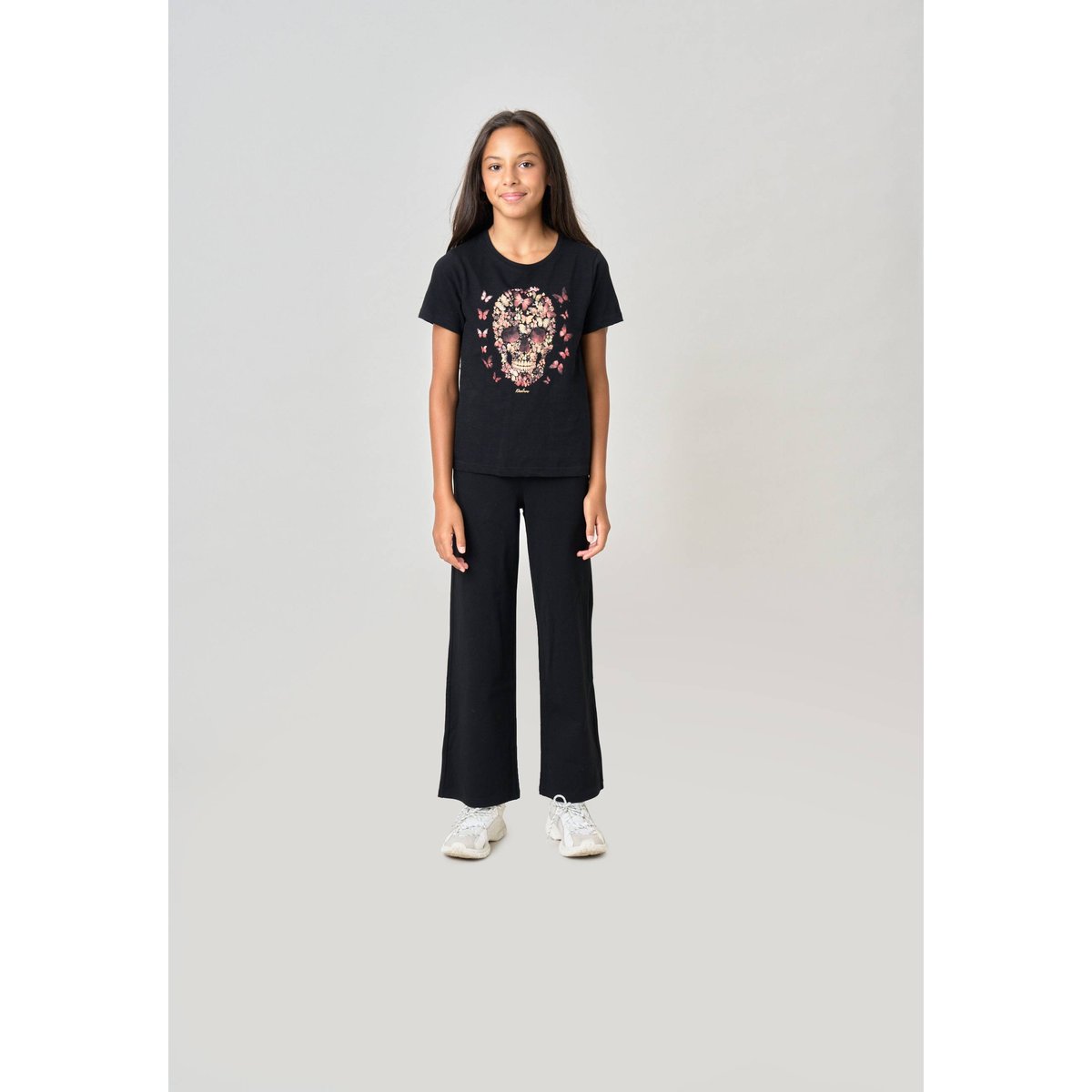 T-shirt fille en 100% coton BESKULL noir, DEELUXE