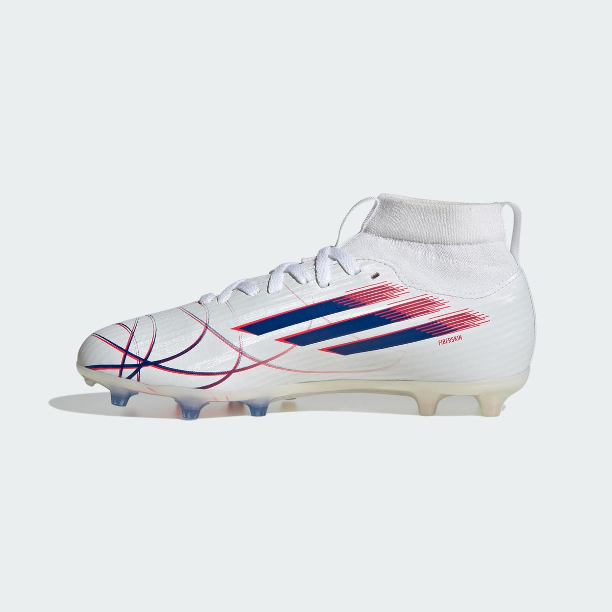 Chaussure De Football F50 Sparkfusion League Mid Cut Firm Ground / Artificial Ground Enfants cloud white / royal blue / lucid red, adidas Performance