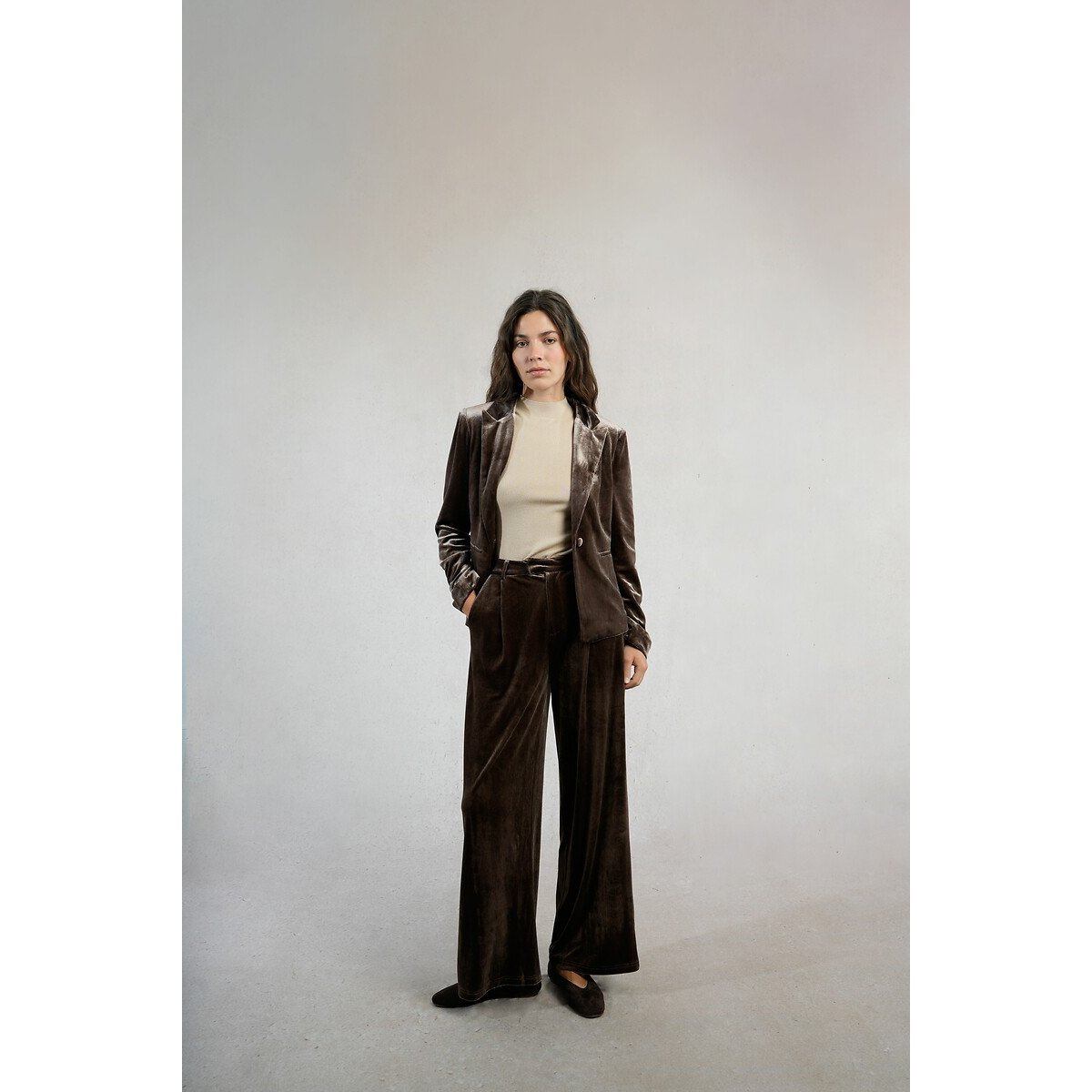 Velour Wide Leg Trousers brown, MOLLY BRACKEN