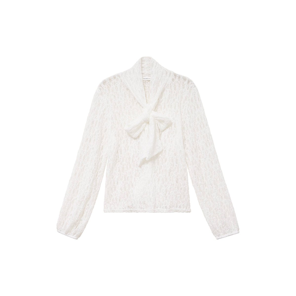 Blouse droite col montant dentelle ecru, CACHE CACHE