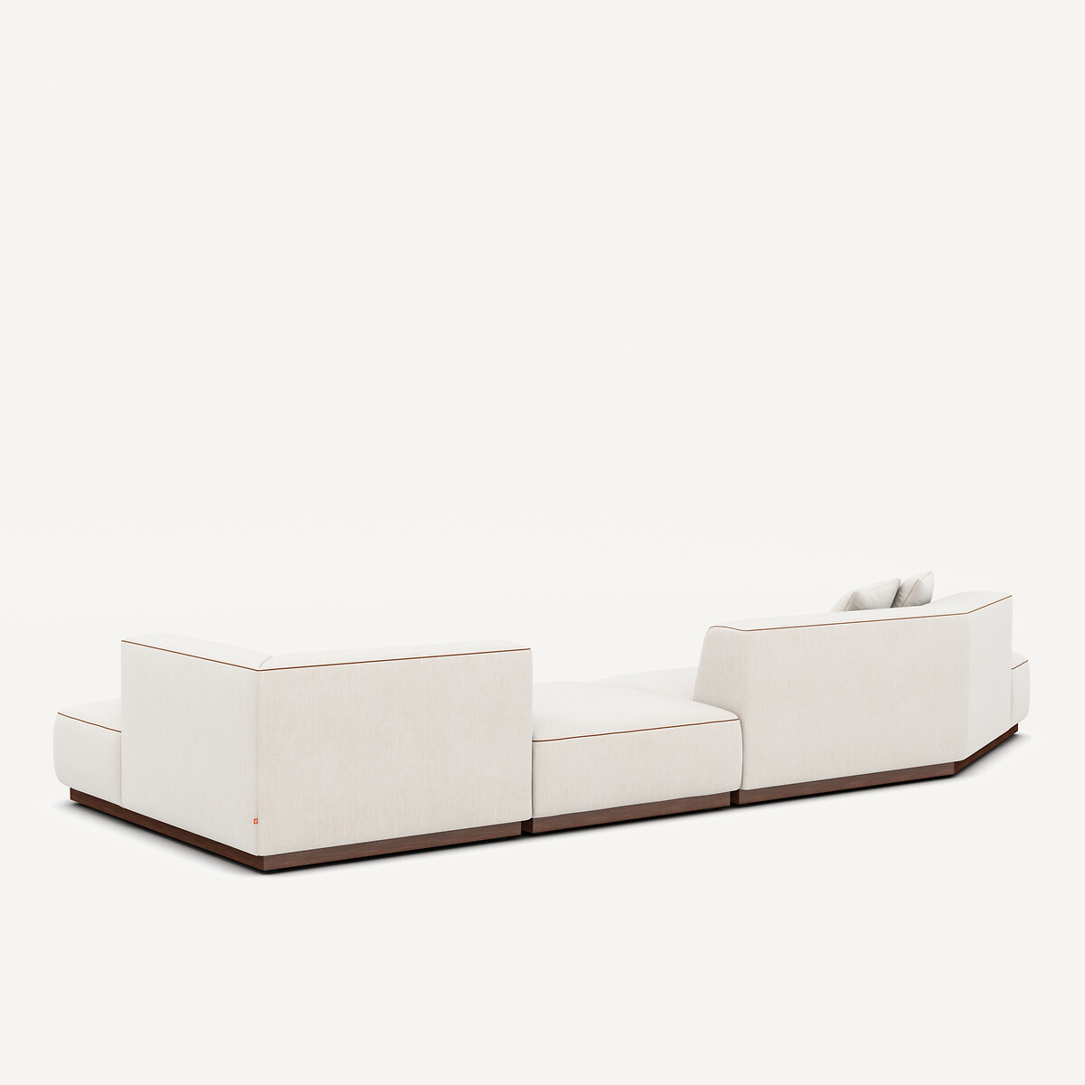Canapé d'angle droit ouvert avec repose-pieds en velours chenillé, JACOPO blanc, AM.PM