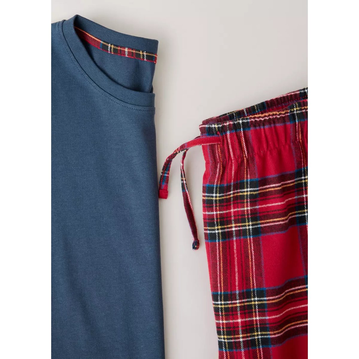 Pyjama complet à carreaux bleu marine foncé, MANGO TEEN
