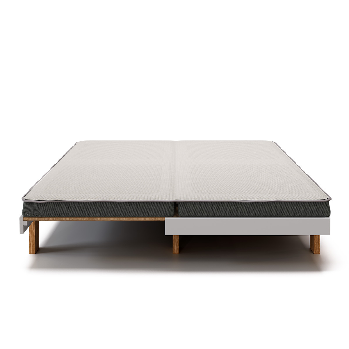 Pack lit gigogne avec matelas Bois massif SENA blanc et bois, AKITEN RETAIL