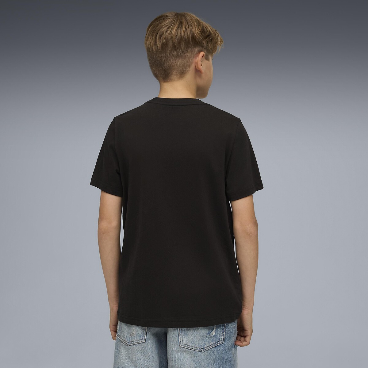Camiseta de manga corta, con logotipo, estampado de camuflaje negro, PUMA
