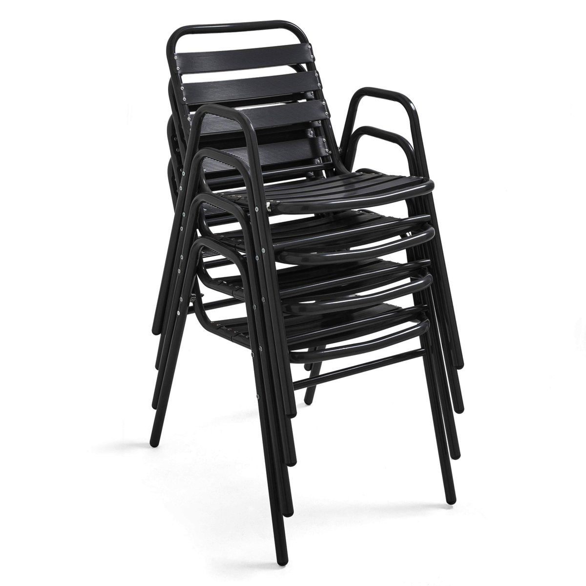 Table de terrasse carrée en bois et 2 fauteuils en aluminium, TIMES SQUARE marron, OVIALA