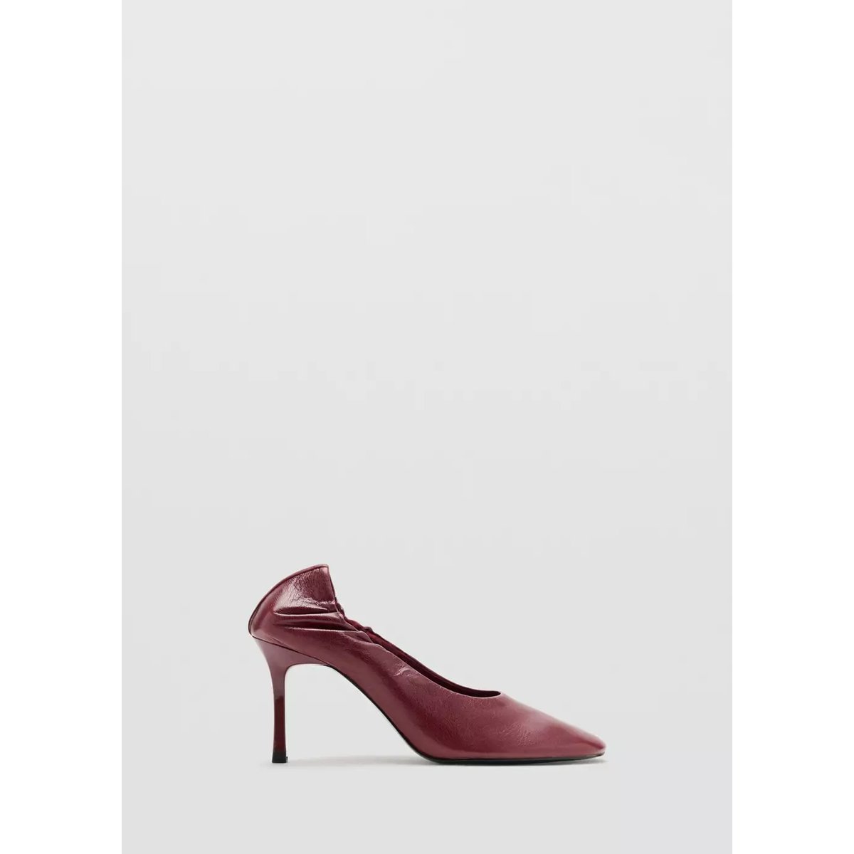Chaussures à talon en cuir bout pointu bordeaux, MANGO