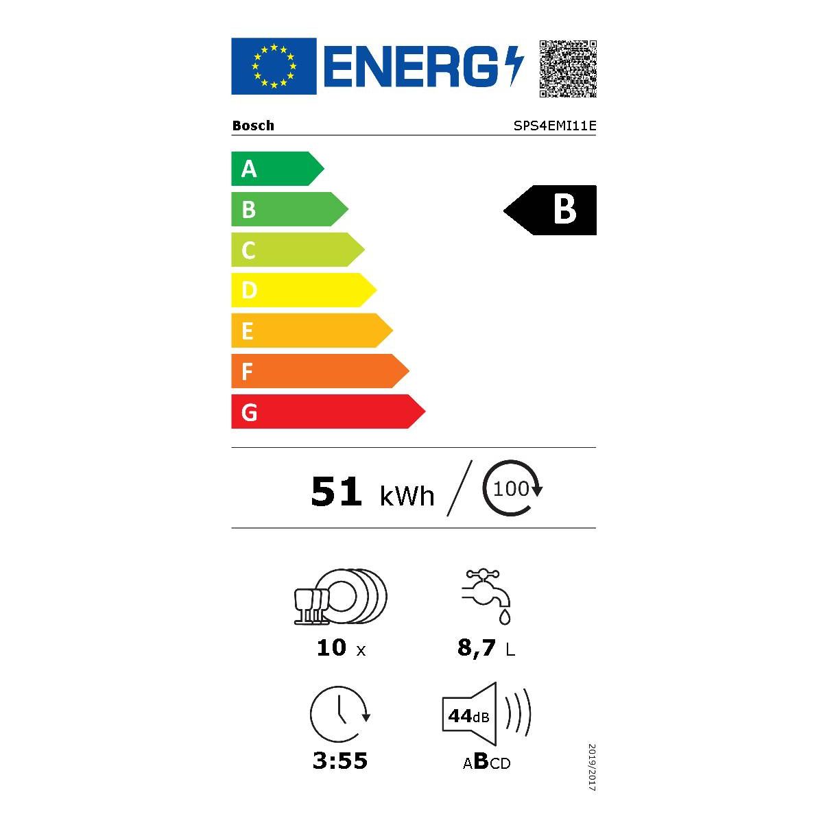 Lave vaisselle 45 cm SPS4EMI11E couleur unique, BOSCH