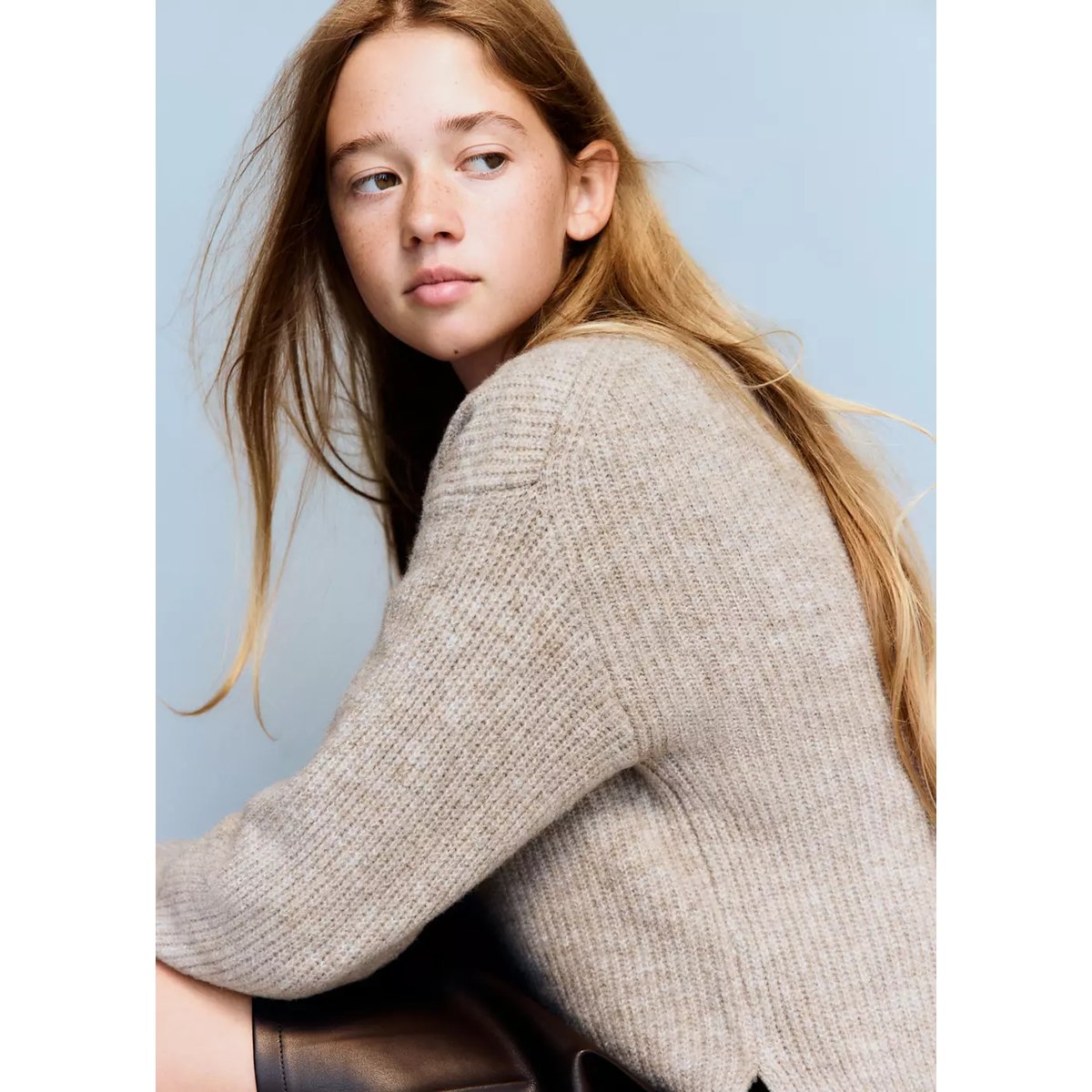 Pull-over maille marron moyen, MANGO KIDS
