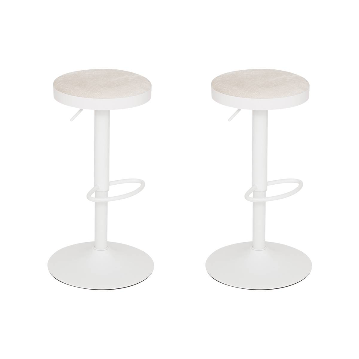 Lot de 2 tabourets de bar réglables et pivotants en tissu ILSA ivoire, ATMOSPHERA