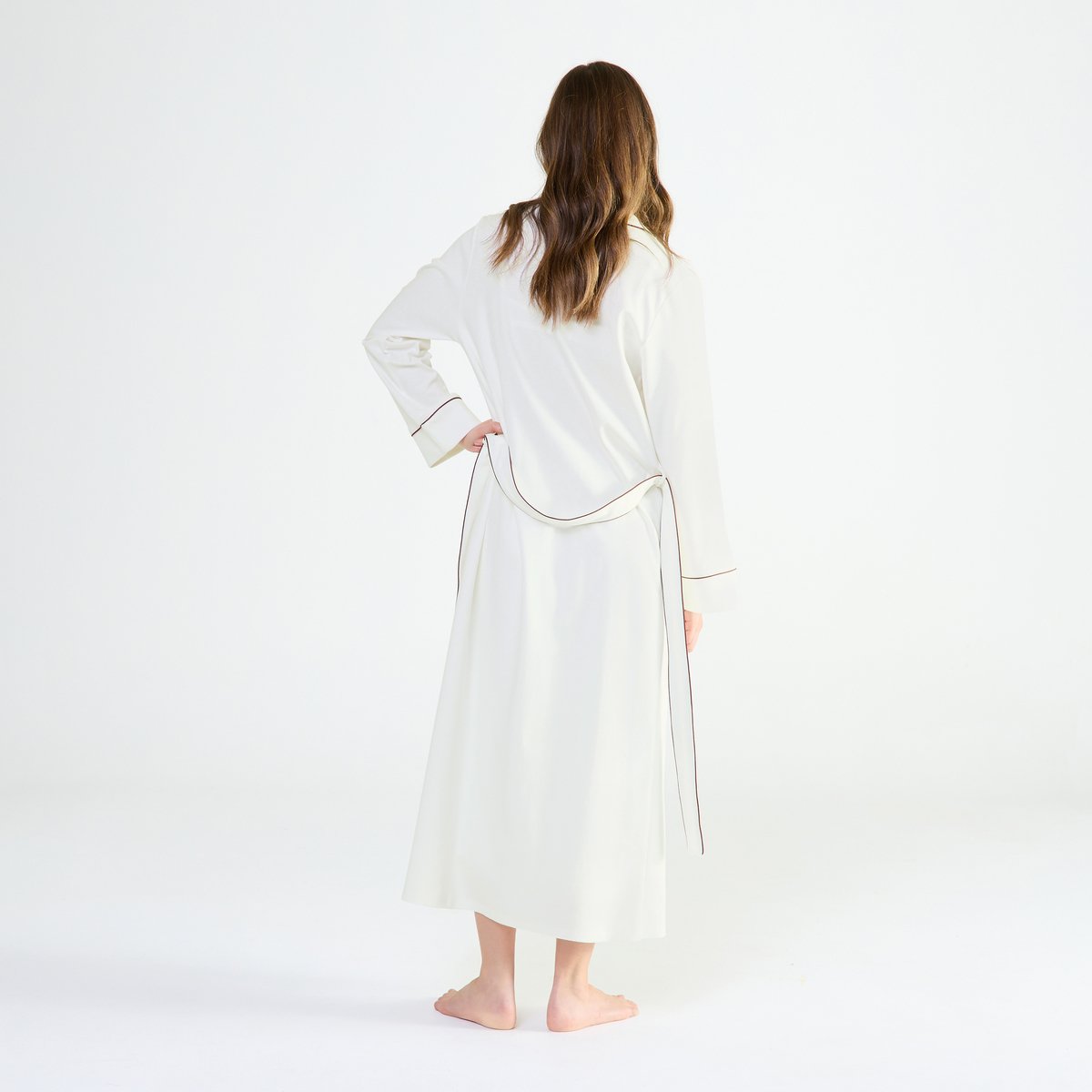Robe de chambre col châle en coton MYSTÉRIEUSE ecru, LAURENCE TAVERNIER