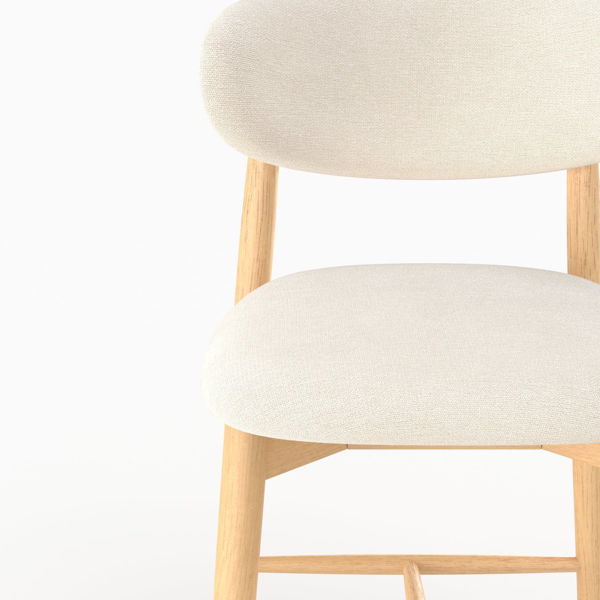 Lot de 2 chaises pour ilot central 64,5 cm en tissu et bois d'hévéa - YUNA beige, MAISON PAVANE