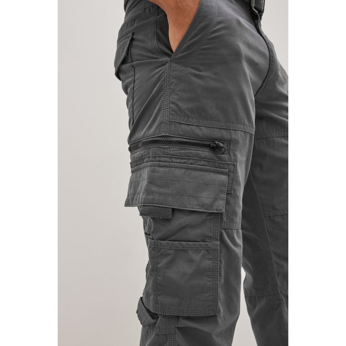 Pantalon cargo à ceinture coupe ample gris anthracite, NEXT