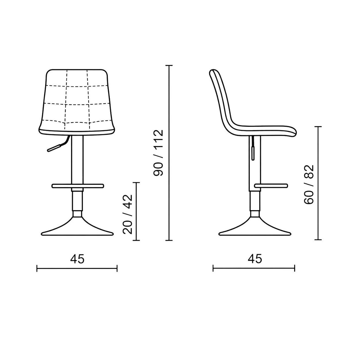 Chaise de bar réglable en tissu (lot de 2) LORA moutarde, PIER IMPORT