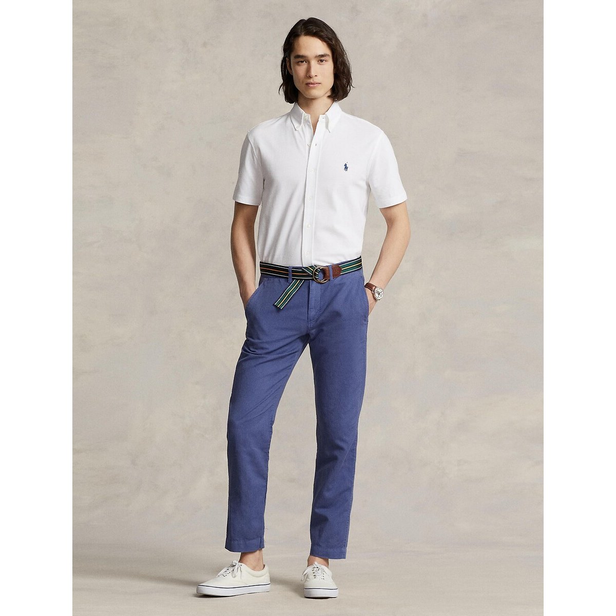 Cotton Piqué Shirt with Short Sleeves in Regular Fit white, POLO RALPH LAUREN