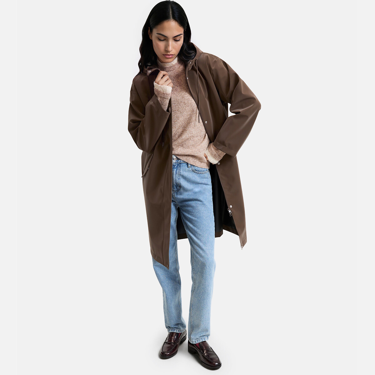 Coupe-vent mi-long à capuche marron, LA REDOUTE COLLECTIONS