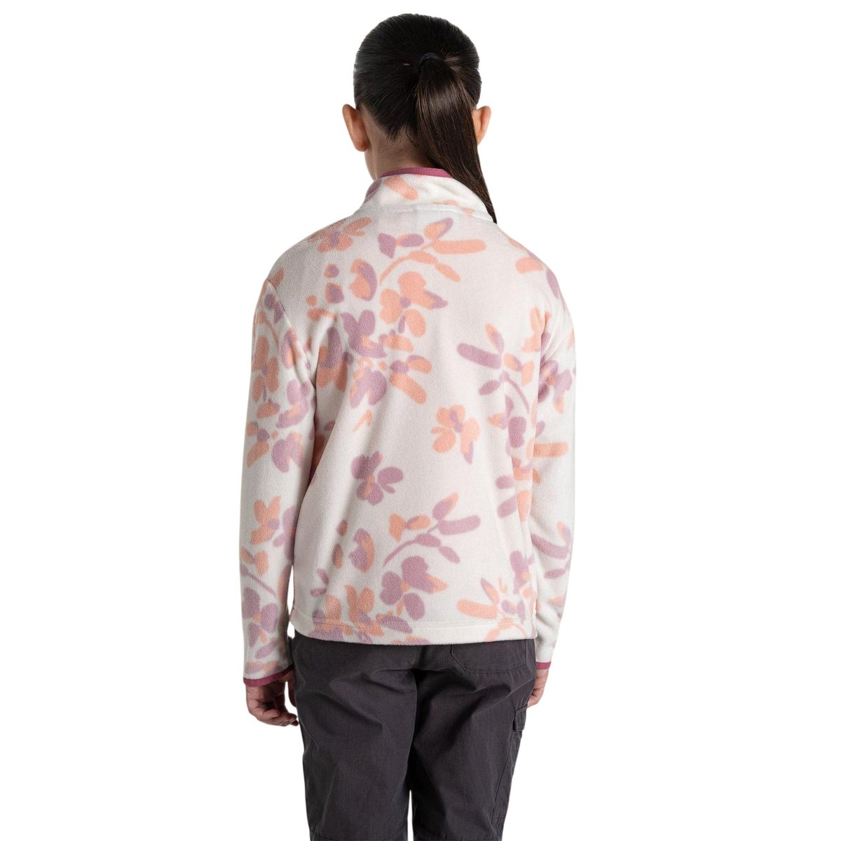 Sweat à col montant zippé motif/style floral et rayures blanc, CRAGHOPPERS