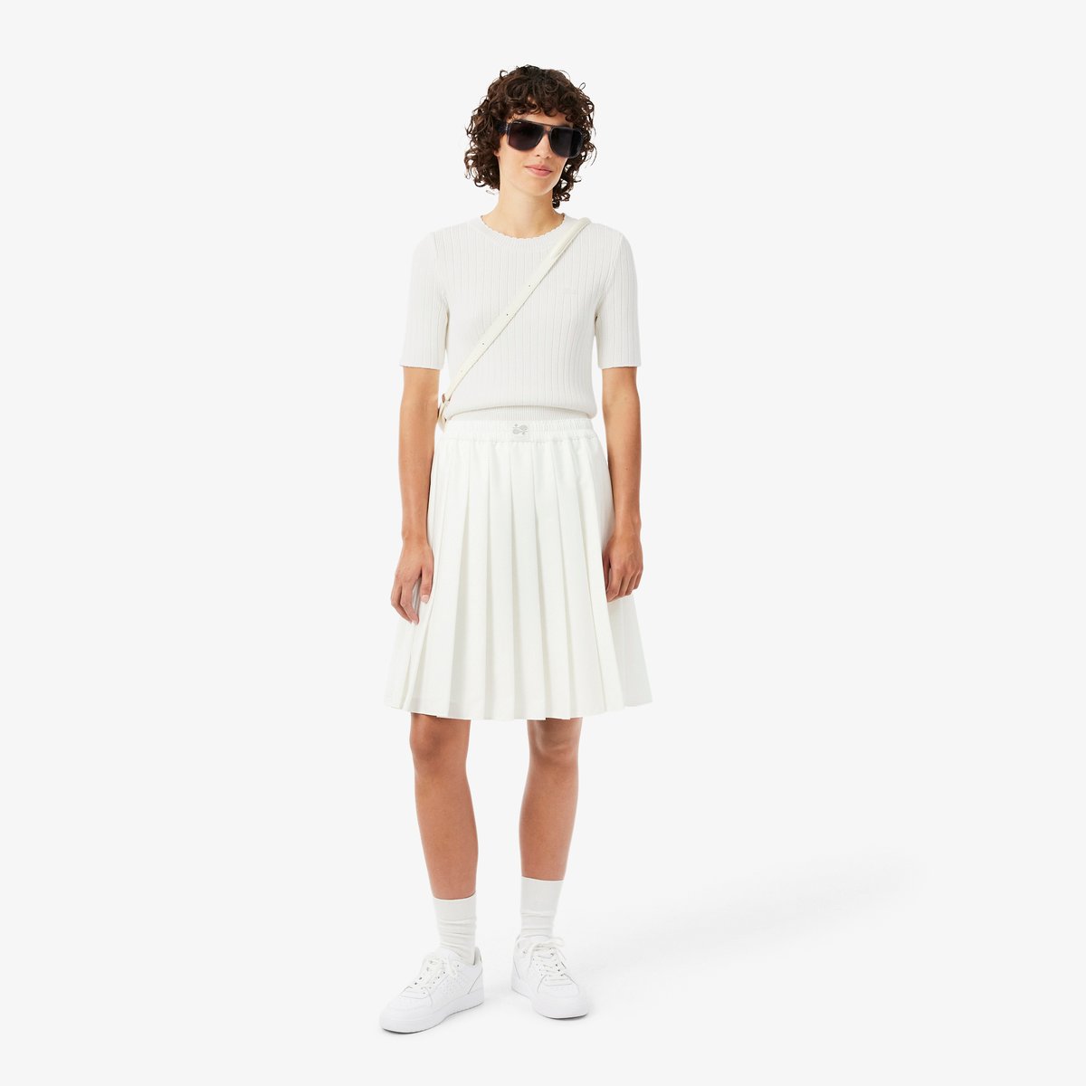 Pull manches courtes coton côtelé blanc-70v, LACOSTE