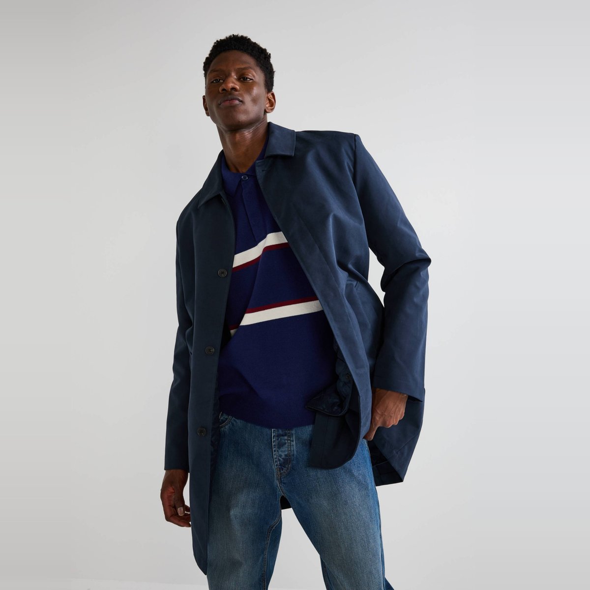 Trench contenant du coton marine, MONOPRIX